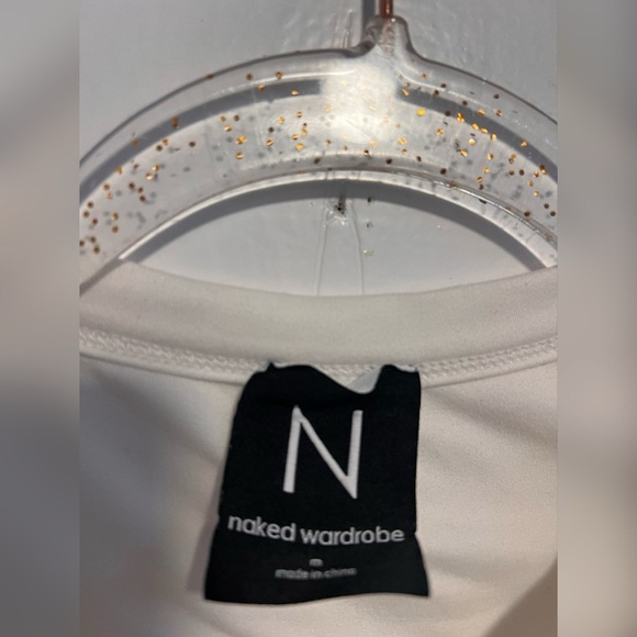 N BY NAKED WARDROBE Bare Crewneck Long Sleeve White Bodysuit $72 Size M - Picture 3 of 7